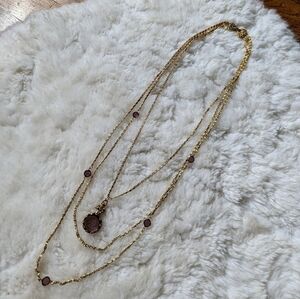 Vintage multi chain faux gold costume jewelry necklace